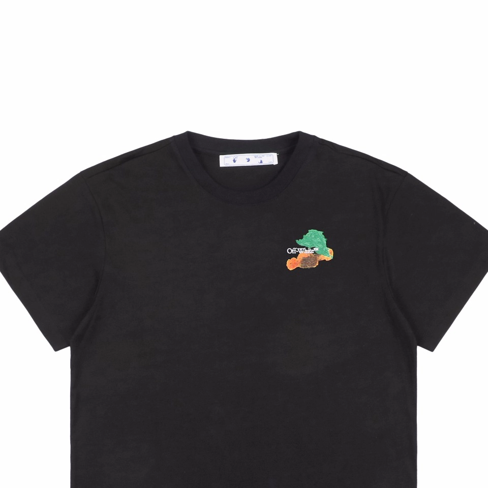 Off White Color Oil Paint Arrow Print T Shirt