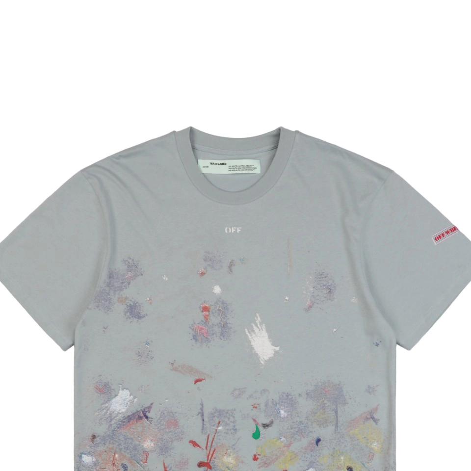 Off White C O Virgil Galaxy Fireworks Splatter Arrows Print Short Sleeve T Shirt
