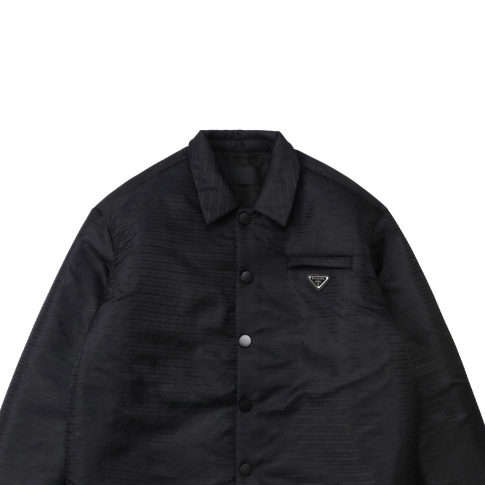 Pd Triangle Logo Jacquard Cotton Puffer Jacket