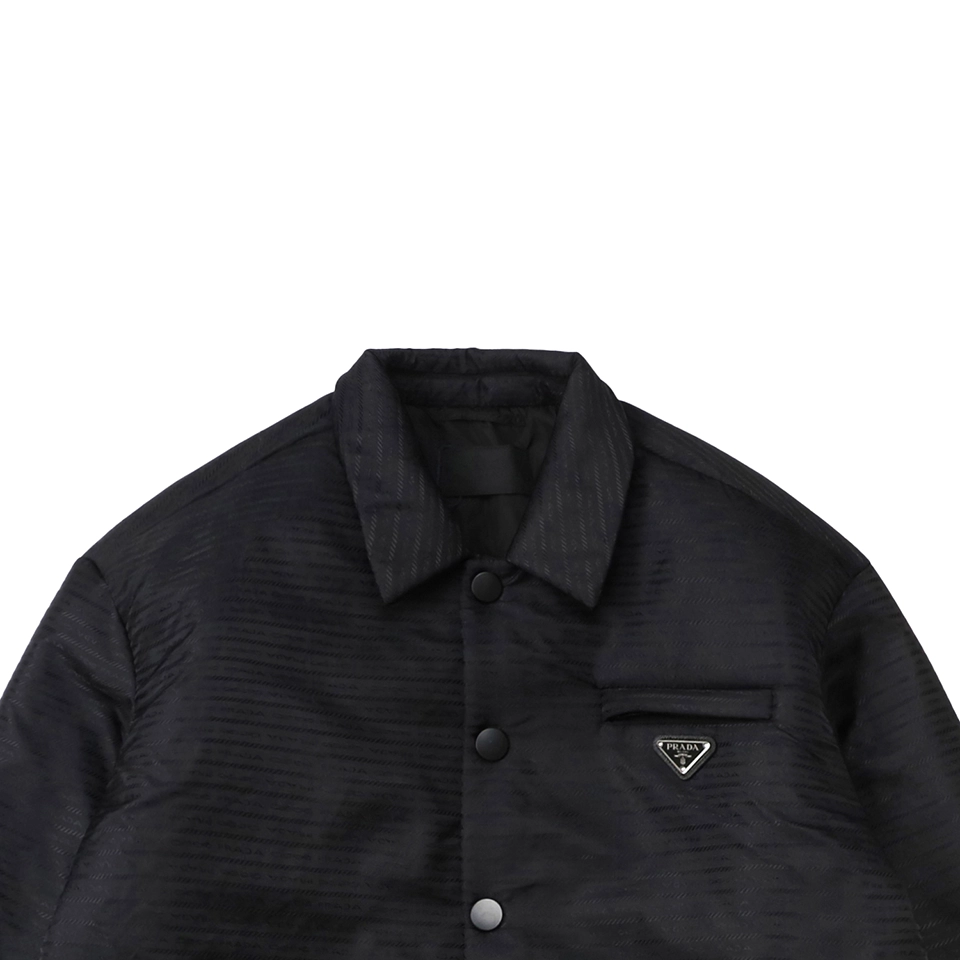 Pd Triangle Logo Jacquard Cotton Puffer Jacket
