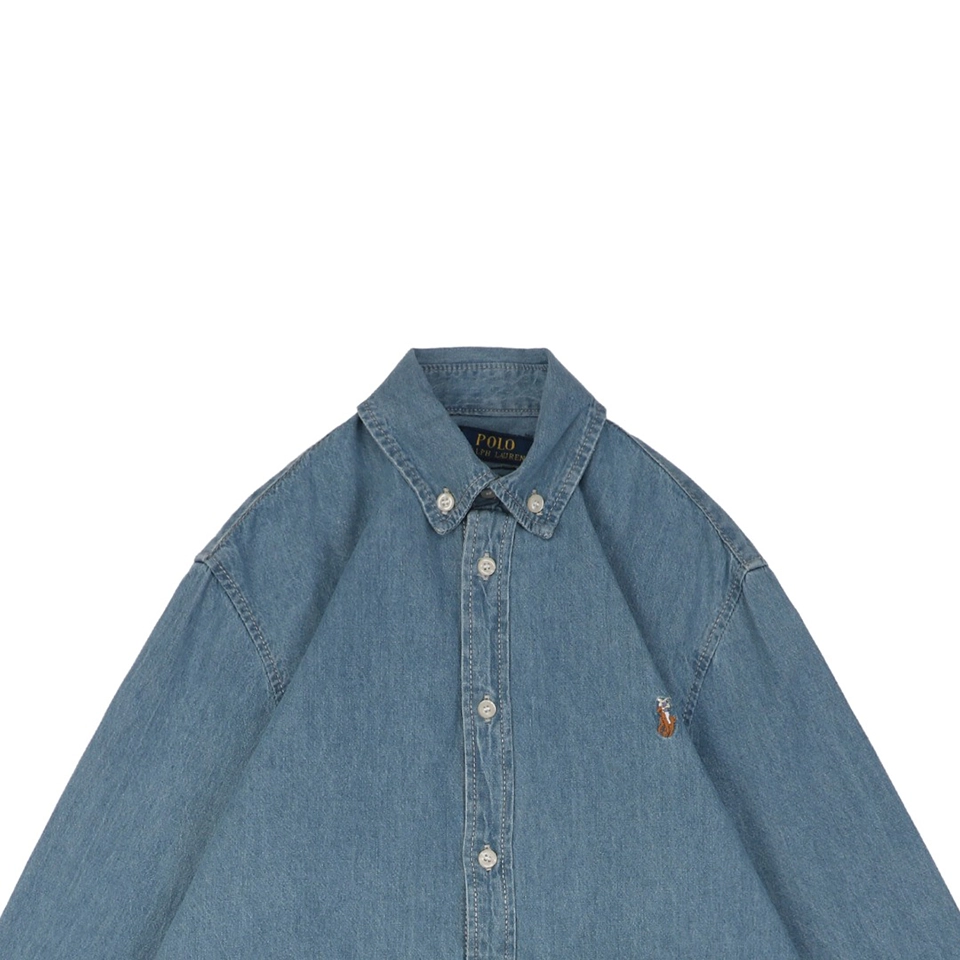 Ralph Lauren Embroidered Pony Denim Shirt Light Blue