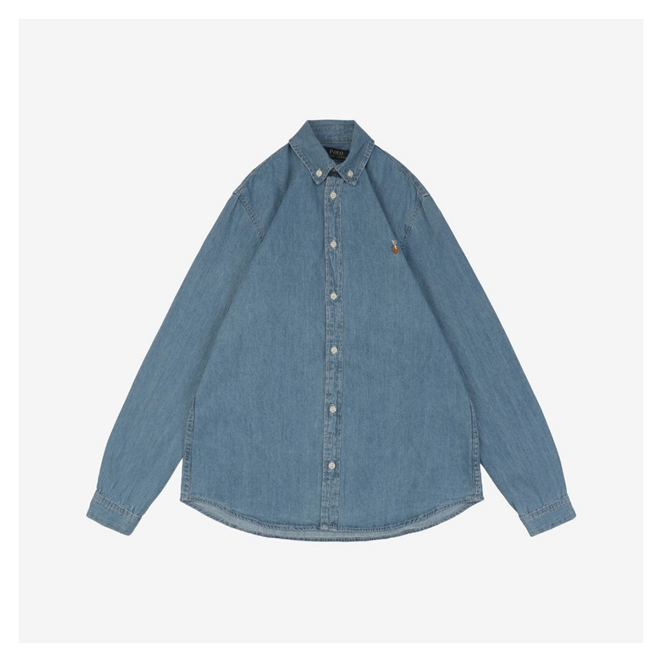 Ralph Lauren Embroidered Pony Denim Shirt Light Blue