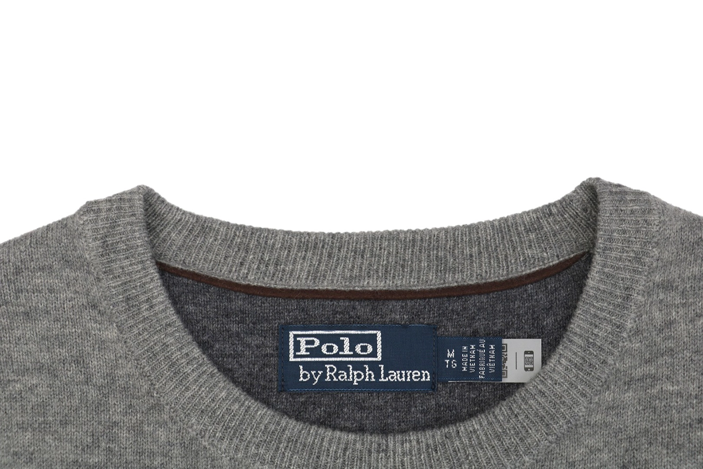 Ralph Lauren Grey Embroidered Pony Crewneck Wool Sweater