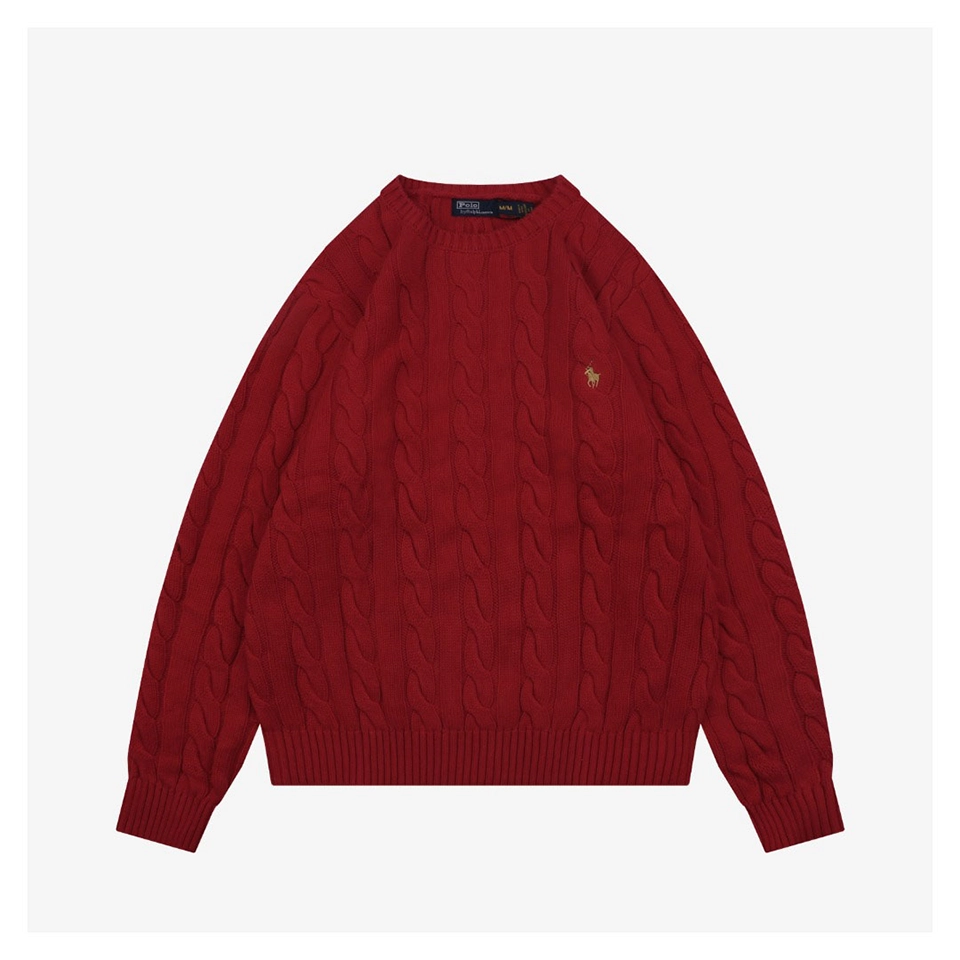 Ralph Lauren Pony Embroidered Cable Knit Crewneck Sweater