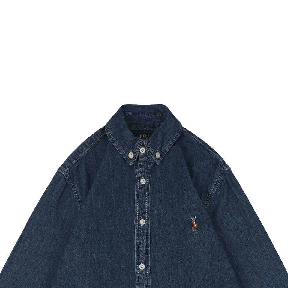 Ralph Lauren Pony Embroidered Denim Shirt Dark Blue