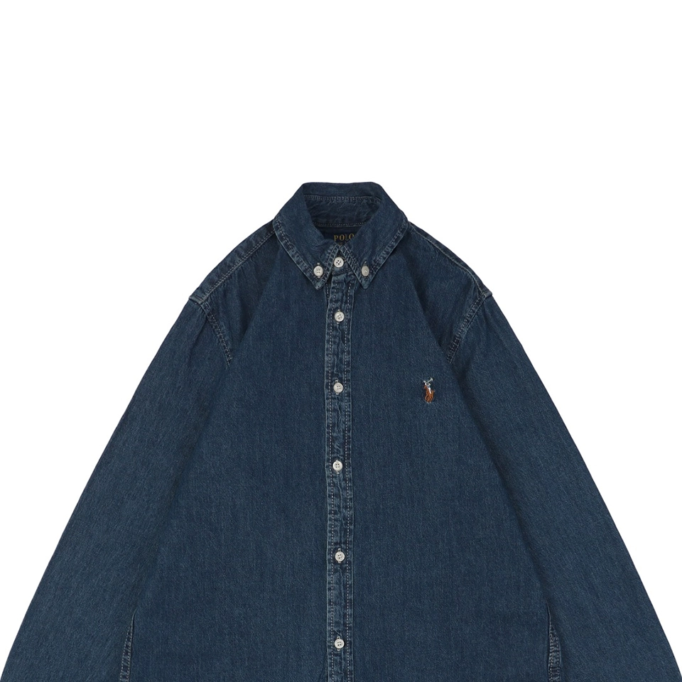 Ralph Lauren Pony Embroidered Denim Shirt Dark Blue