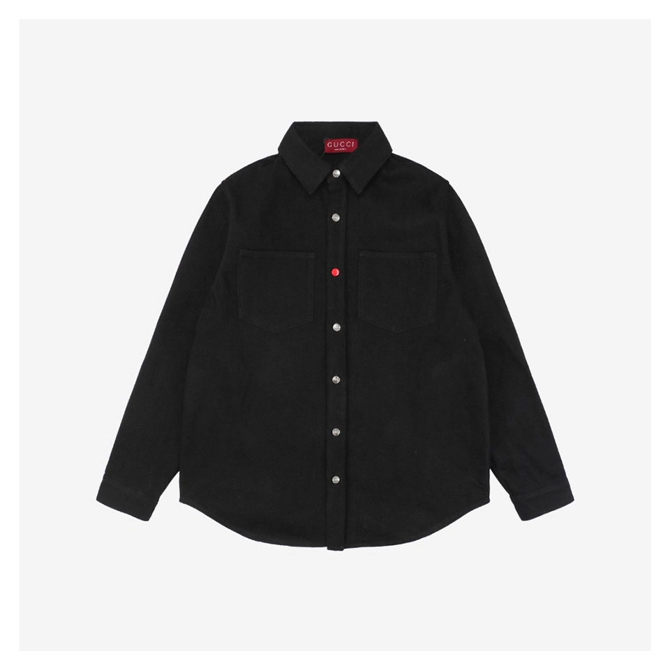 Red Button G Letter Rhinestone Embellished Long Sleeve Shirt