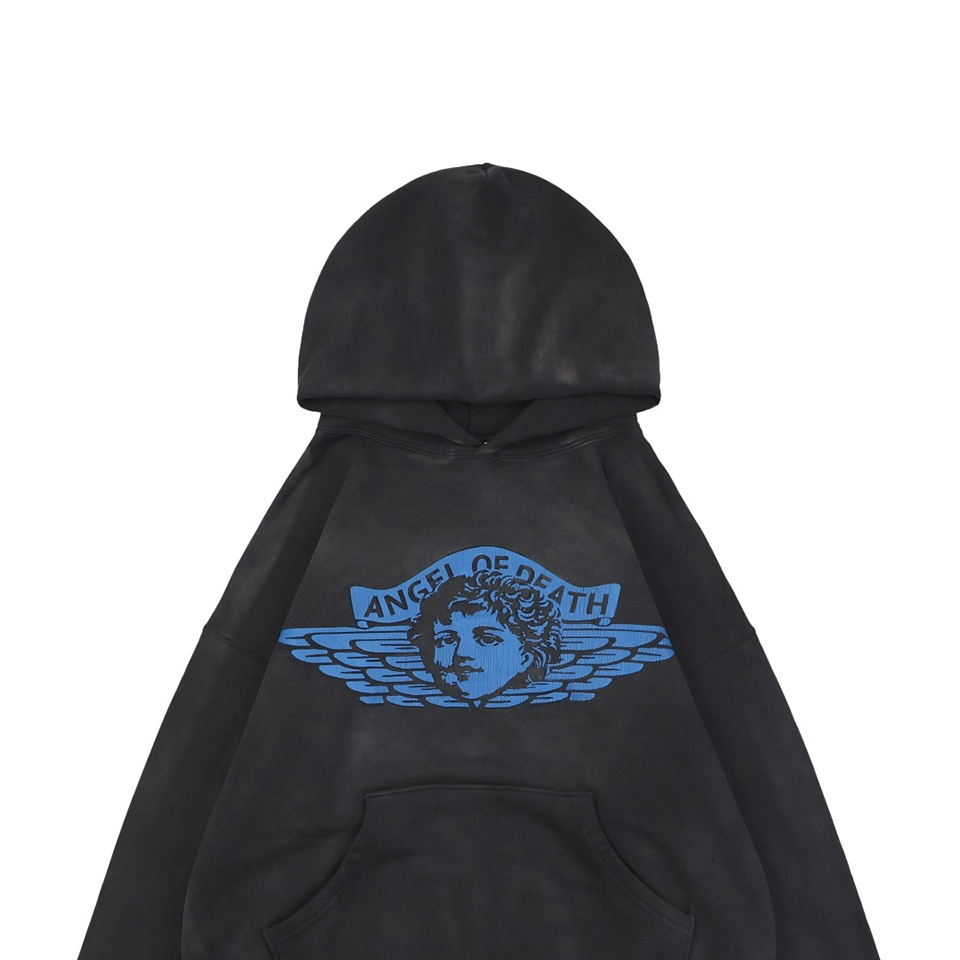 Saint Michael Angel Rebirth Vintage Distressed Graphic Hoodie