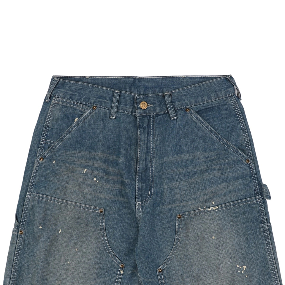Saint Michael Distressed Paint Splattered Carpenter Denim Shorts