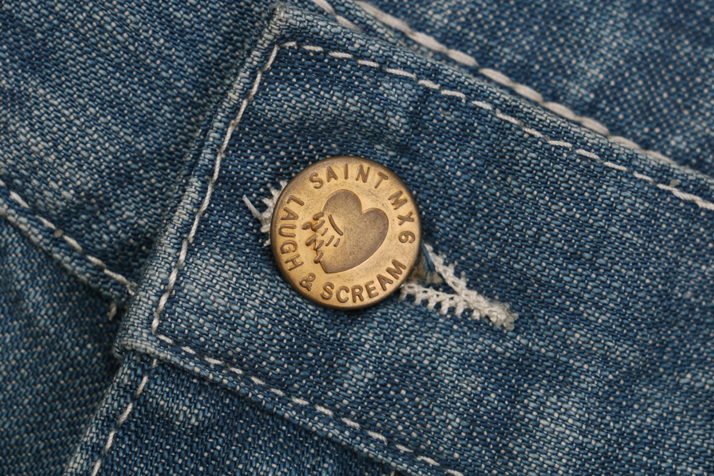 Saint Michael Distressed Paint Splattered Carpenter Denim Shorts