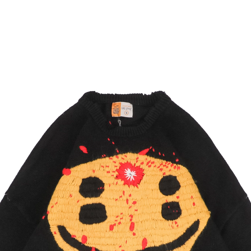 Saint-Michael-Four-Eyed-Smiley-Hand-Embroidered-Crewneck-Sweater1.jpeg.webp Saint Michael Four Eyed Smiley Hand Embroidered Crewneck Sweater