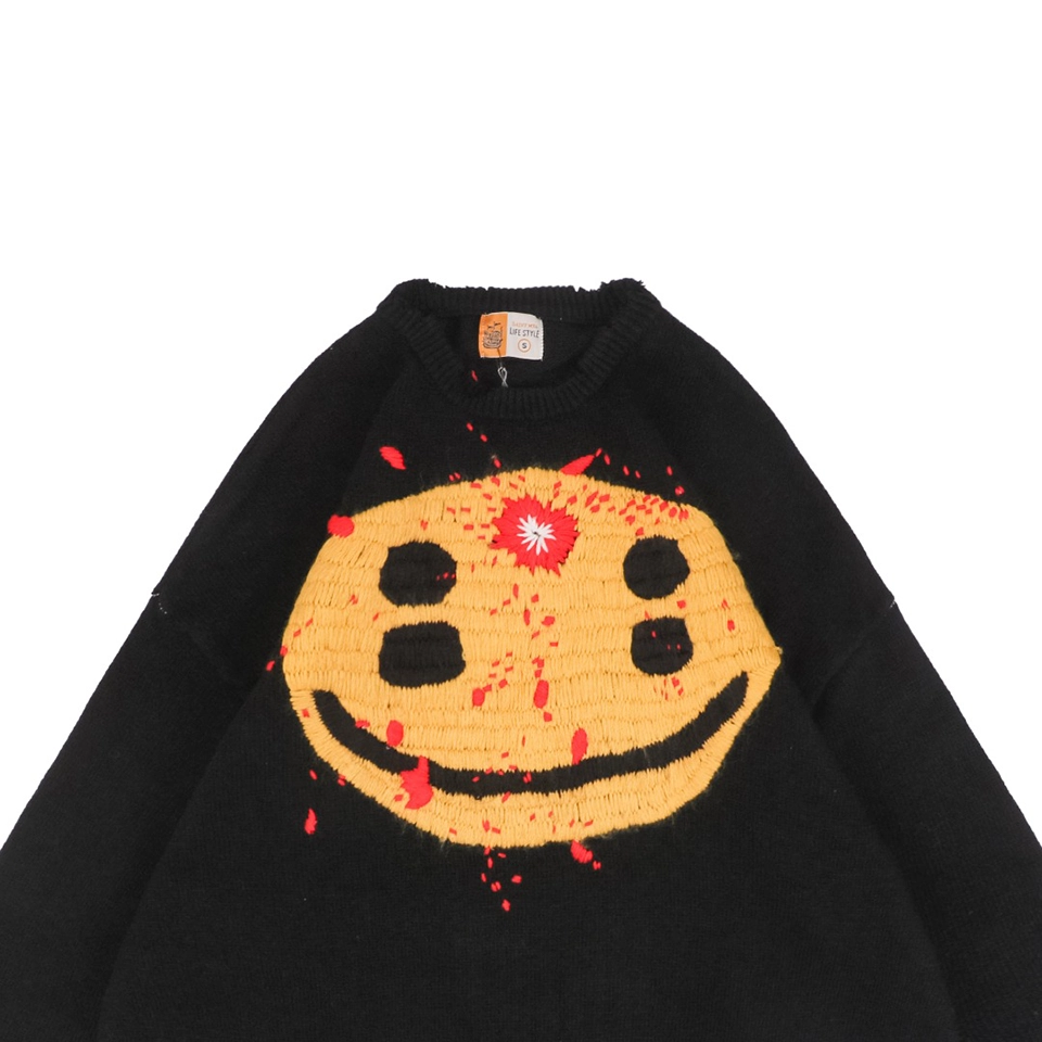 Saint-Michael-Four-Eyed-Smiley-Hand-Embroidered-Crewneck-Sweater5.jpeg.webp Saint Michael Four Eyed Smiley Hand Embroidered Crewneck Sweater