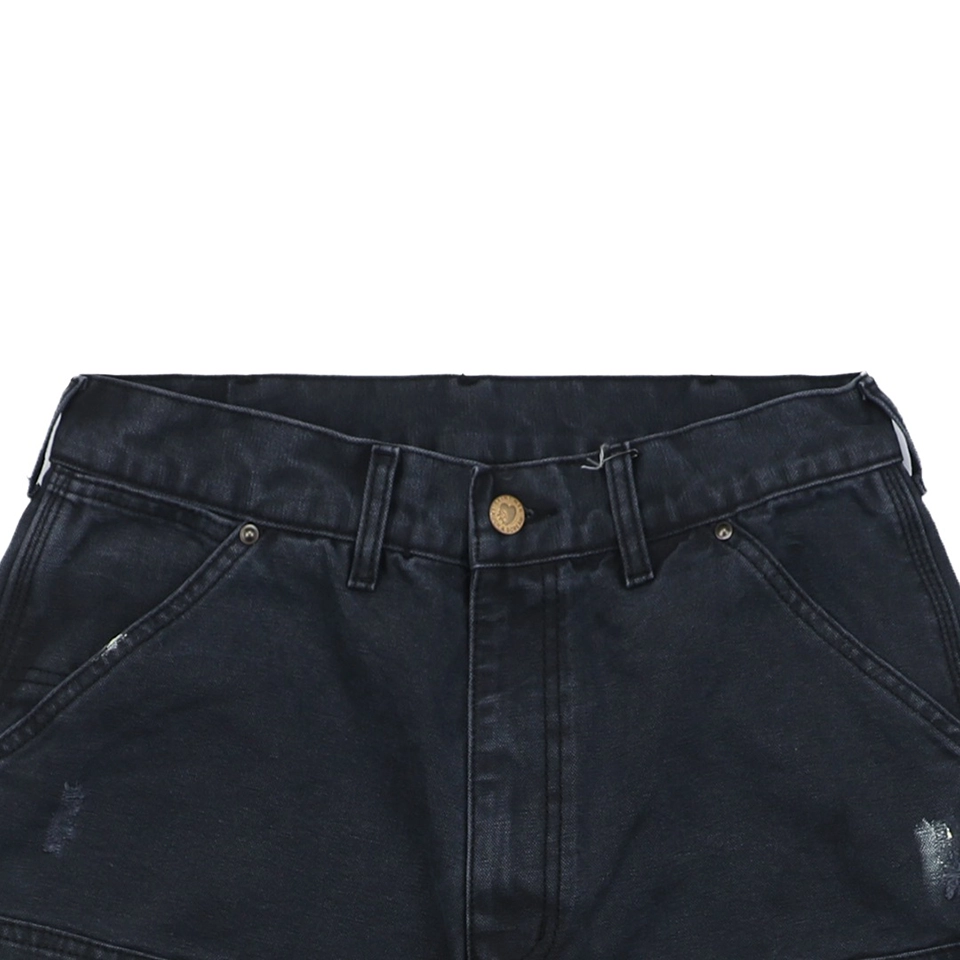 Saint Michael Paint Splattered Raw Hem Denim Shorts