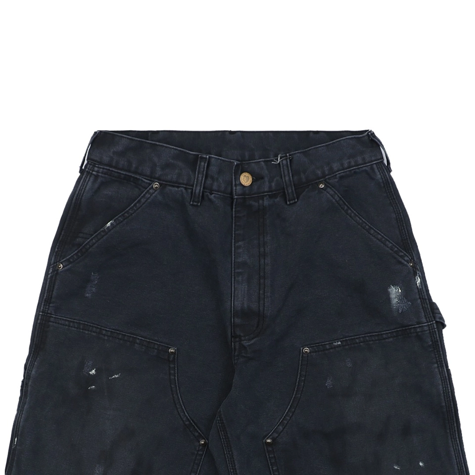 Saint Michael Paint Splattered Raw Hem Denim Shorts