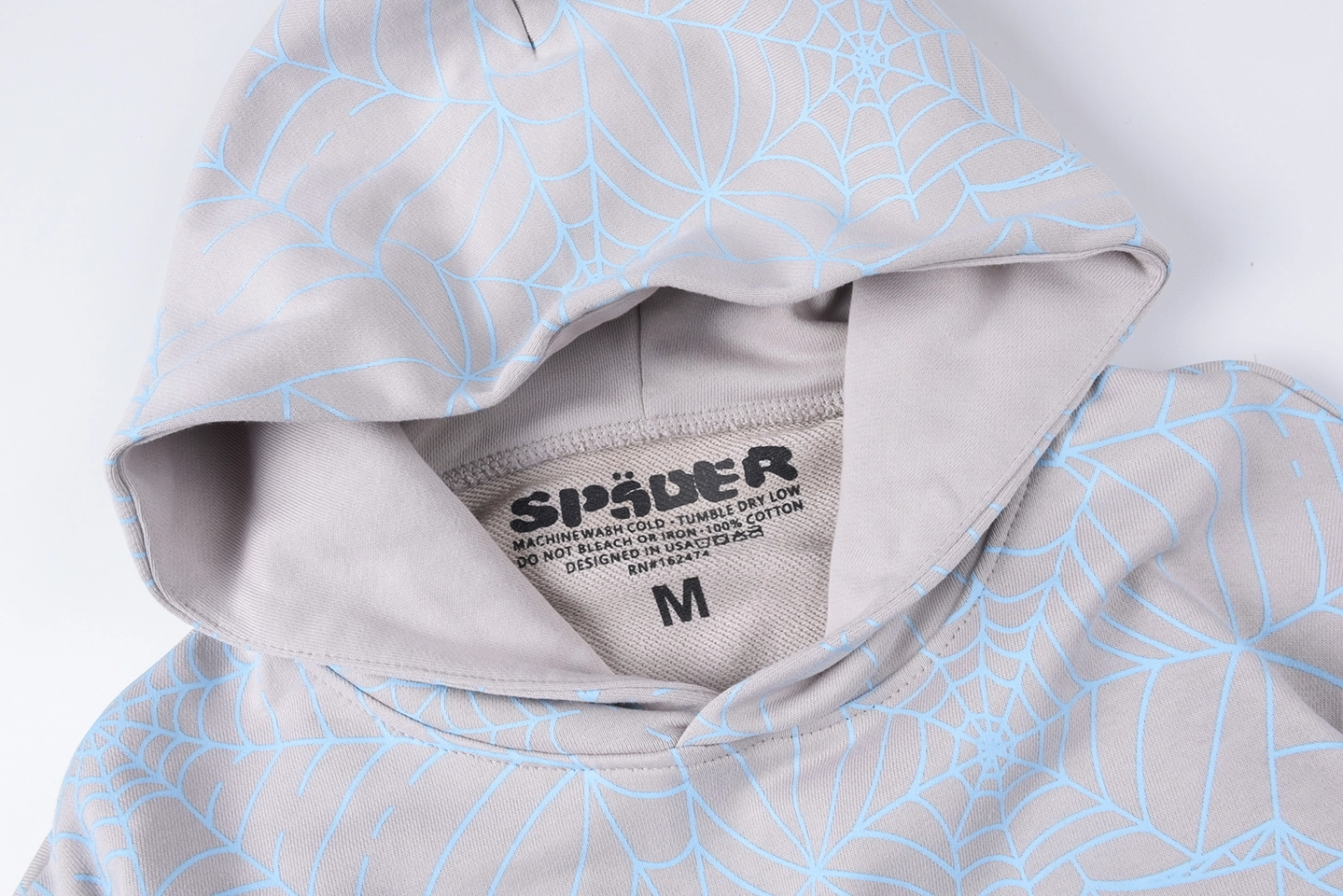 Sp5Der 555555 Slate Gray Web Hoodie
