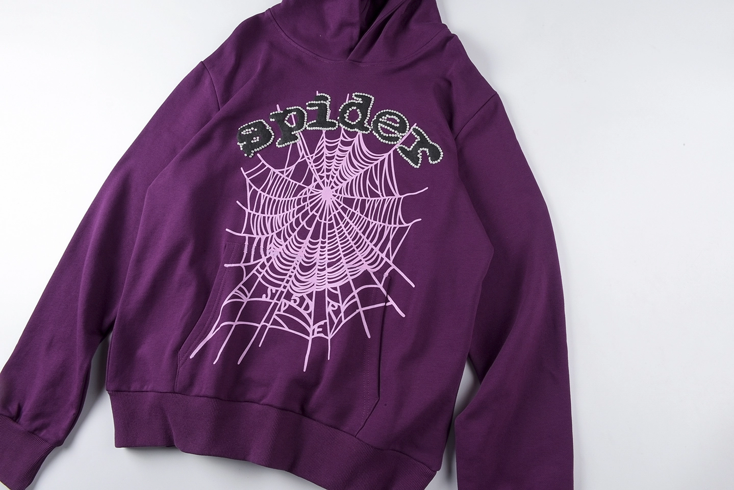 Sp5Der 555555 Swarovski Web Hoodie