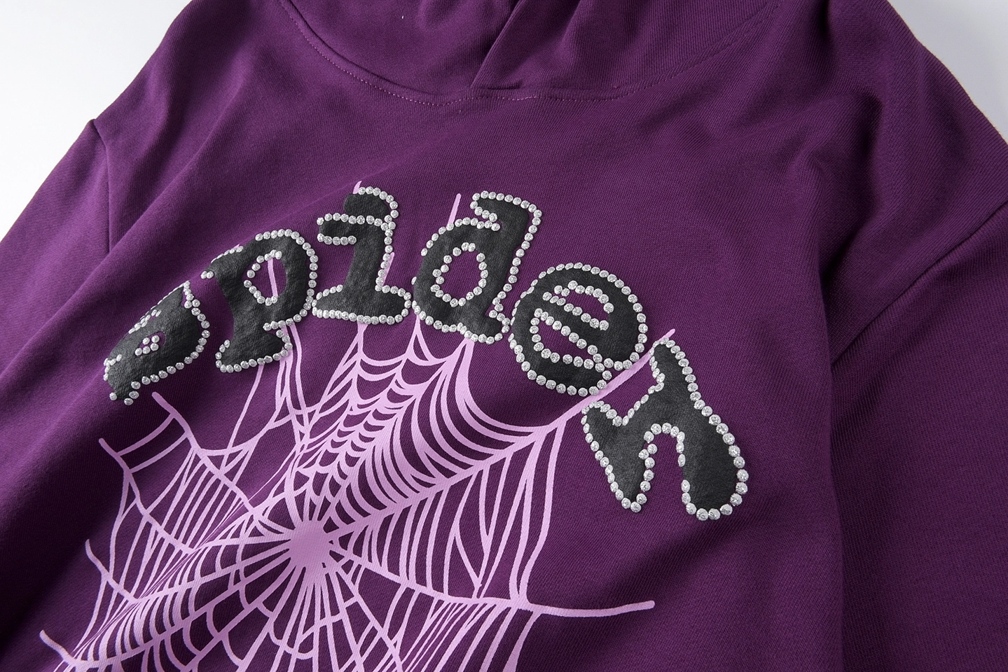 Sp5Der 555555 Swarovski Web Hoodie