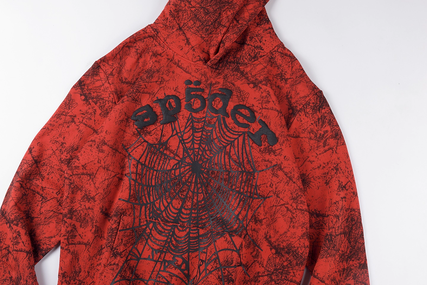 Sp5Der 555555 Vintage Spider Web Print Hoodie