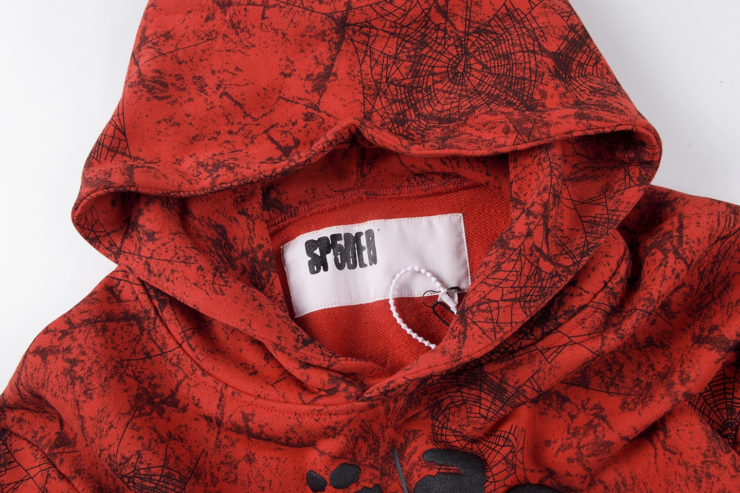 Sp5Der 555555 Vintage Spider Web Print Hoodie