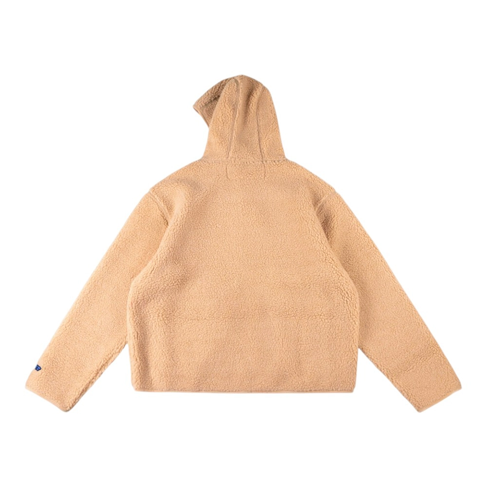 Sp5Der Beige Sherpa Fleece Zip Hoodie