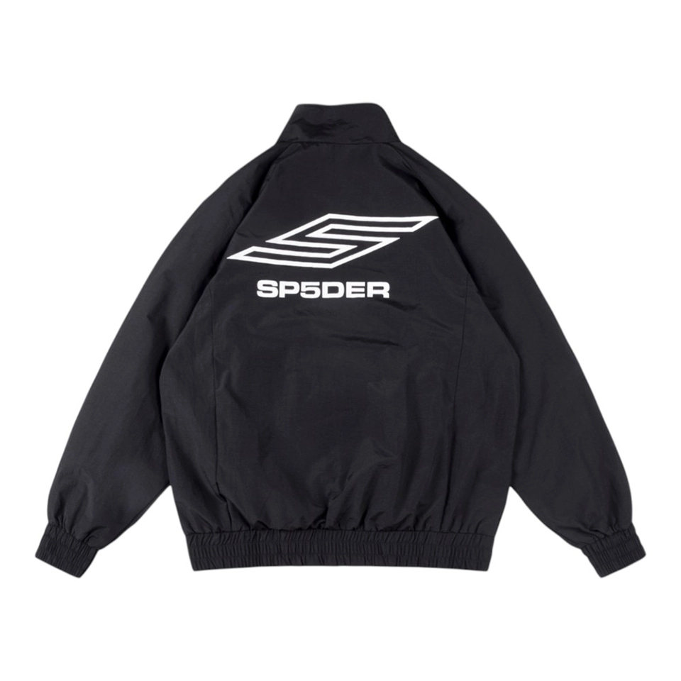 Sp5Der Black Logo Zip Up Track Jacket