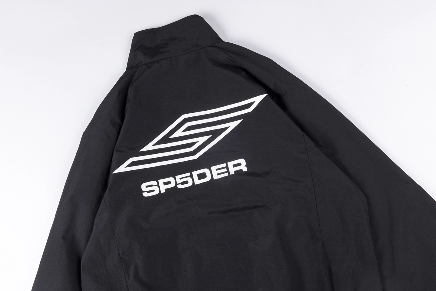 Sp5Der Black Logo Zip Up Track Jacket