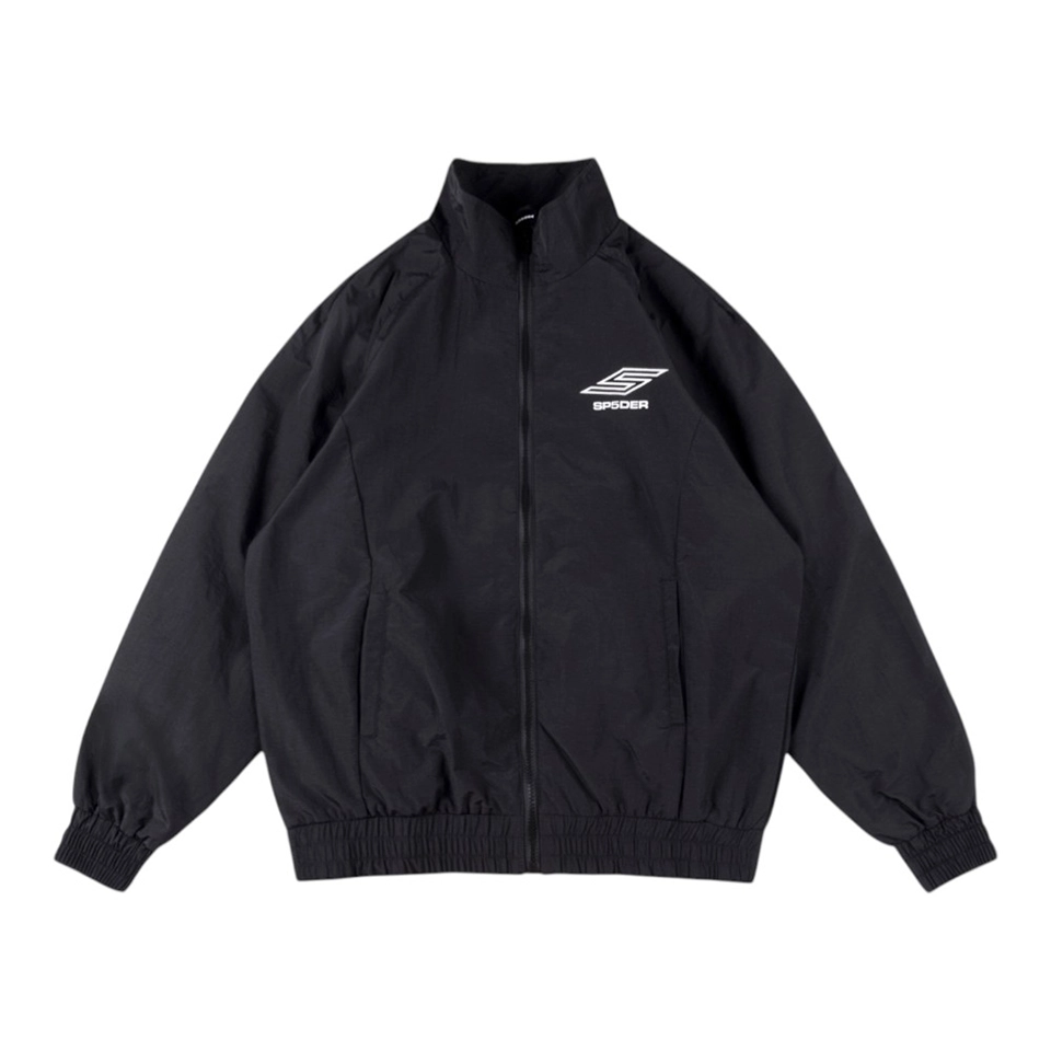 Sp5Der Black Logo Zip Up Track Jacket