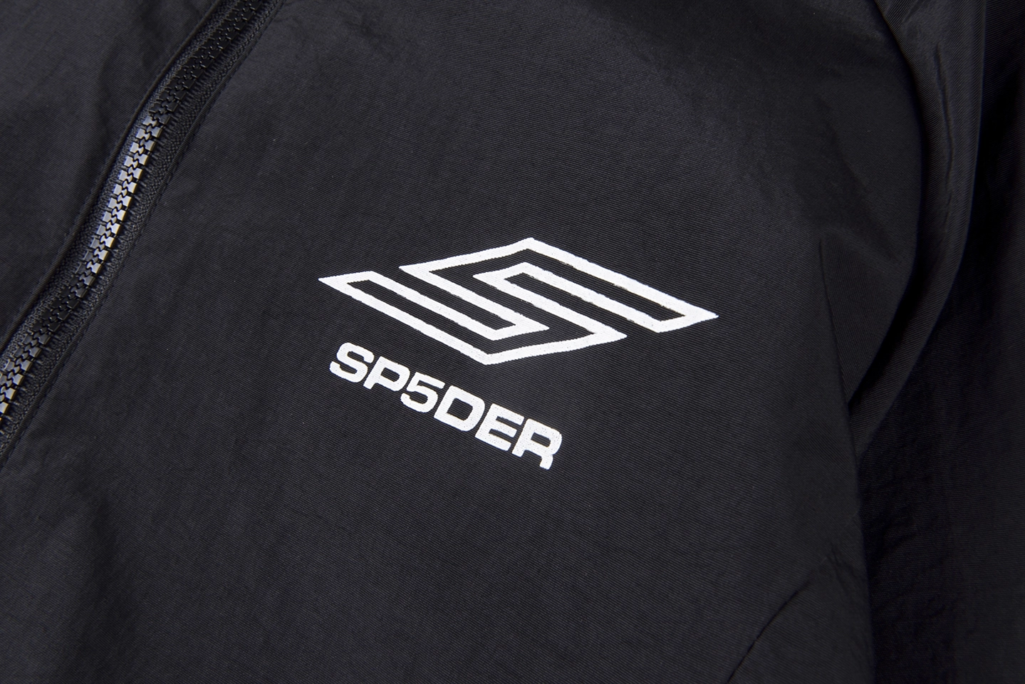 Sp5Der Black Logo Zip Up Track Jacket