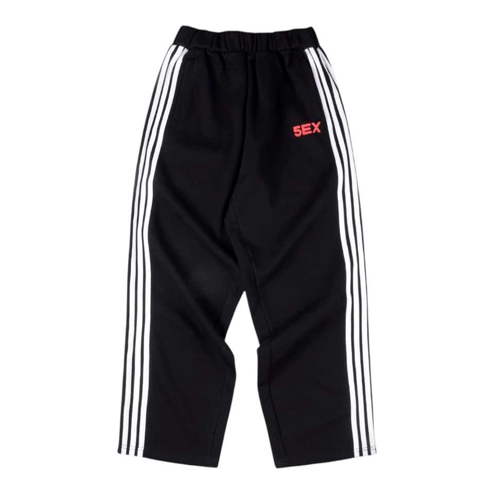 Sp5Der Black White Stripe Red Logo Track Pants