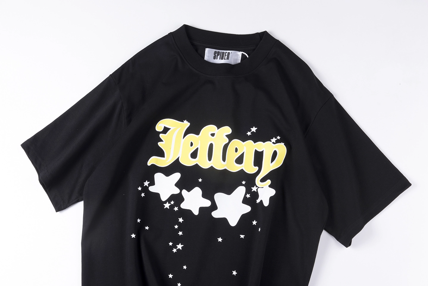Sp5Der Black Yellow Jeffery Star Graphic T Shirt