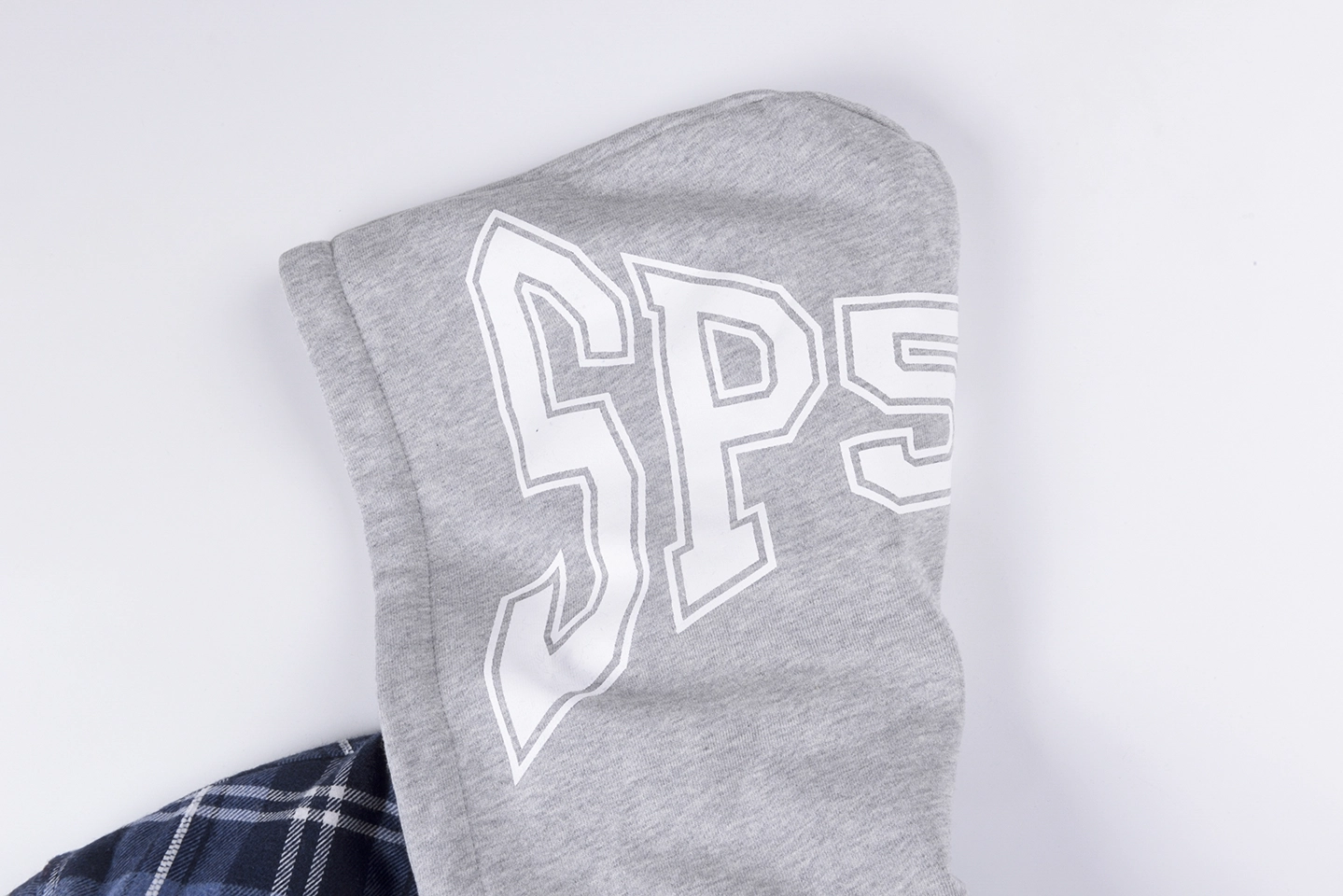 Sp5Der Blue Plaid Grey Hood Zip Jacket