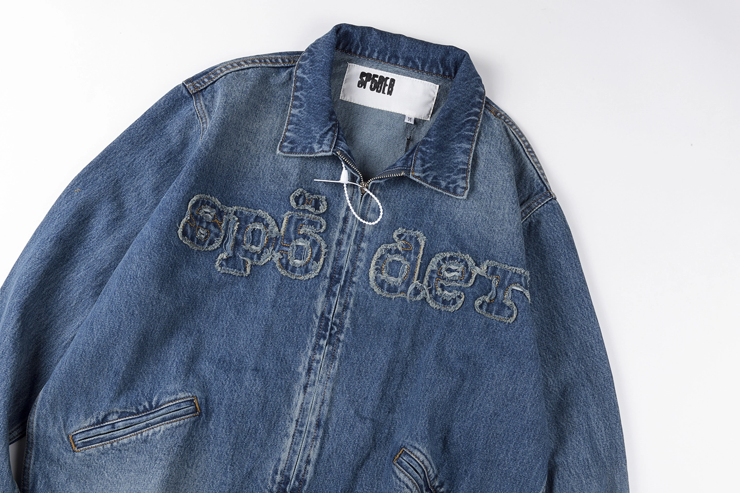 Sp5der-Blue-Washed-Logo-Embroidery-Denim-Jacket1.webp Sp5Der Blue Washed Logo Embroidery Denim Jacket
