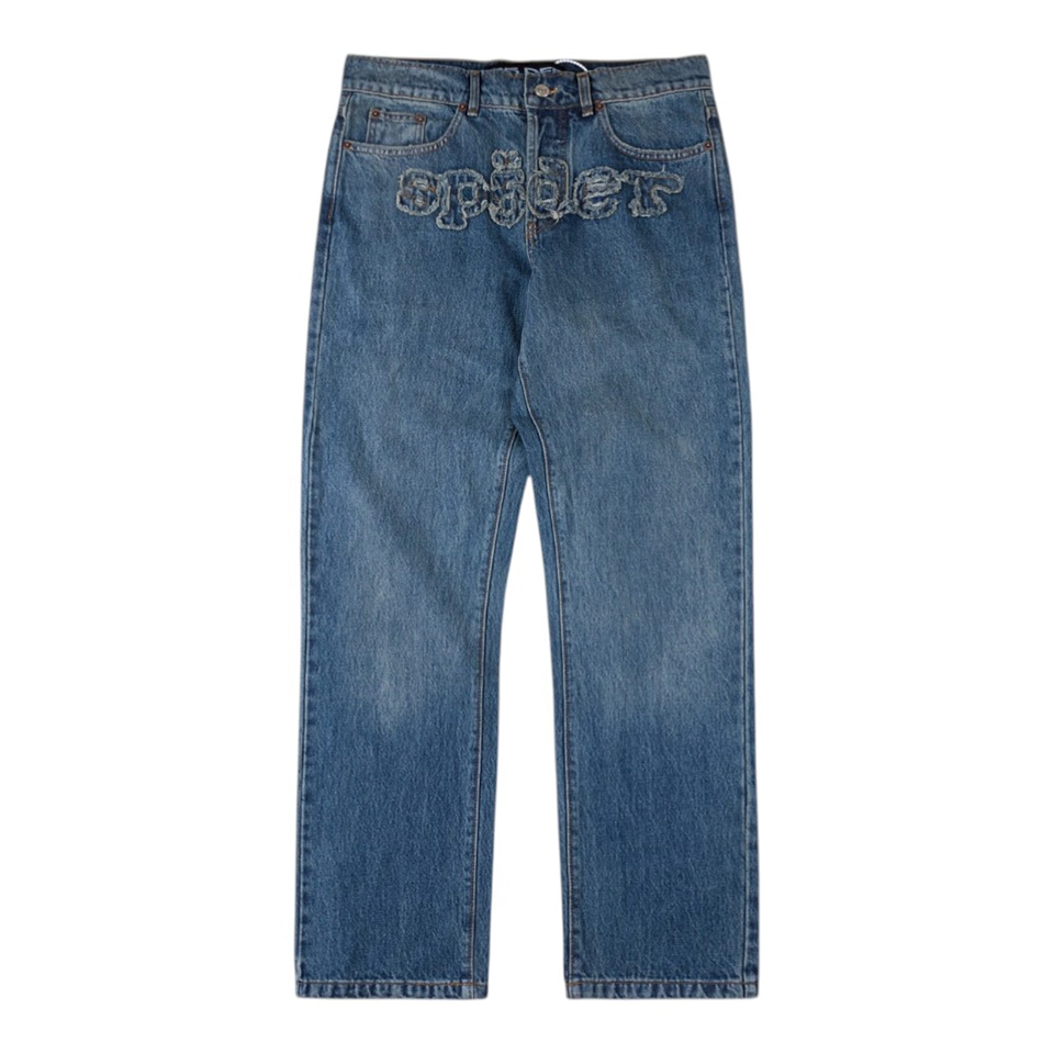 Sp5der-Blue-Washed-Logo-Embroidery-Denim-Jeans1.webp Sp5Der Blue Washed Logo Embroidery Denim Jeans