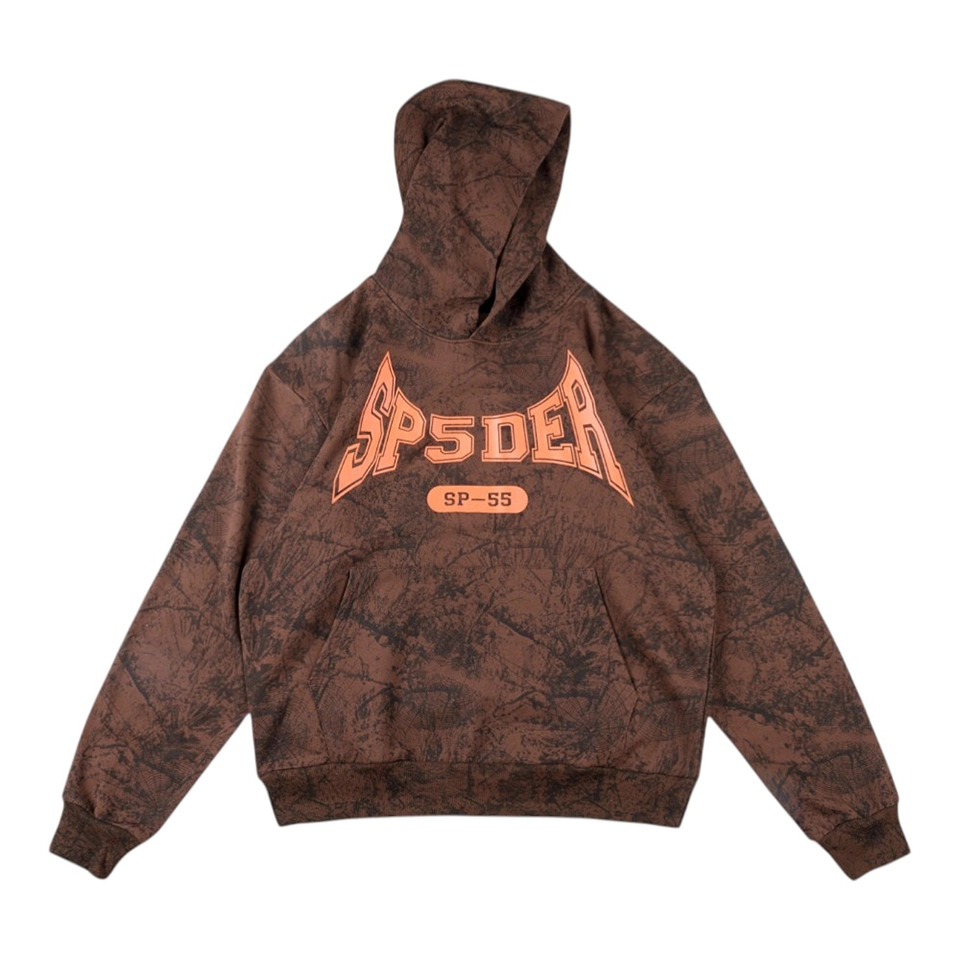 Sp5Der Brown Distressed Sp 55 Racing Graphic Hoodie