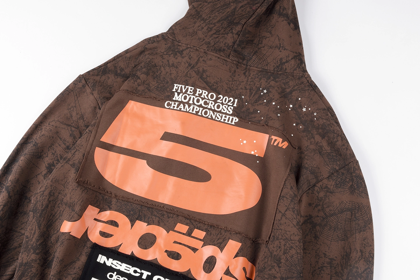 Sp5Der Brown Distressed Sp 55 Racing Graphic Hoodie