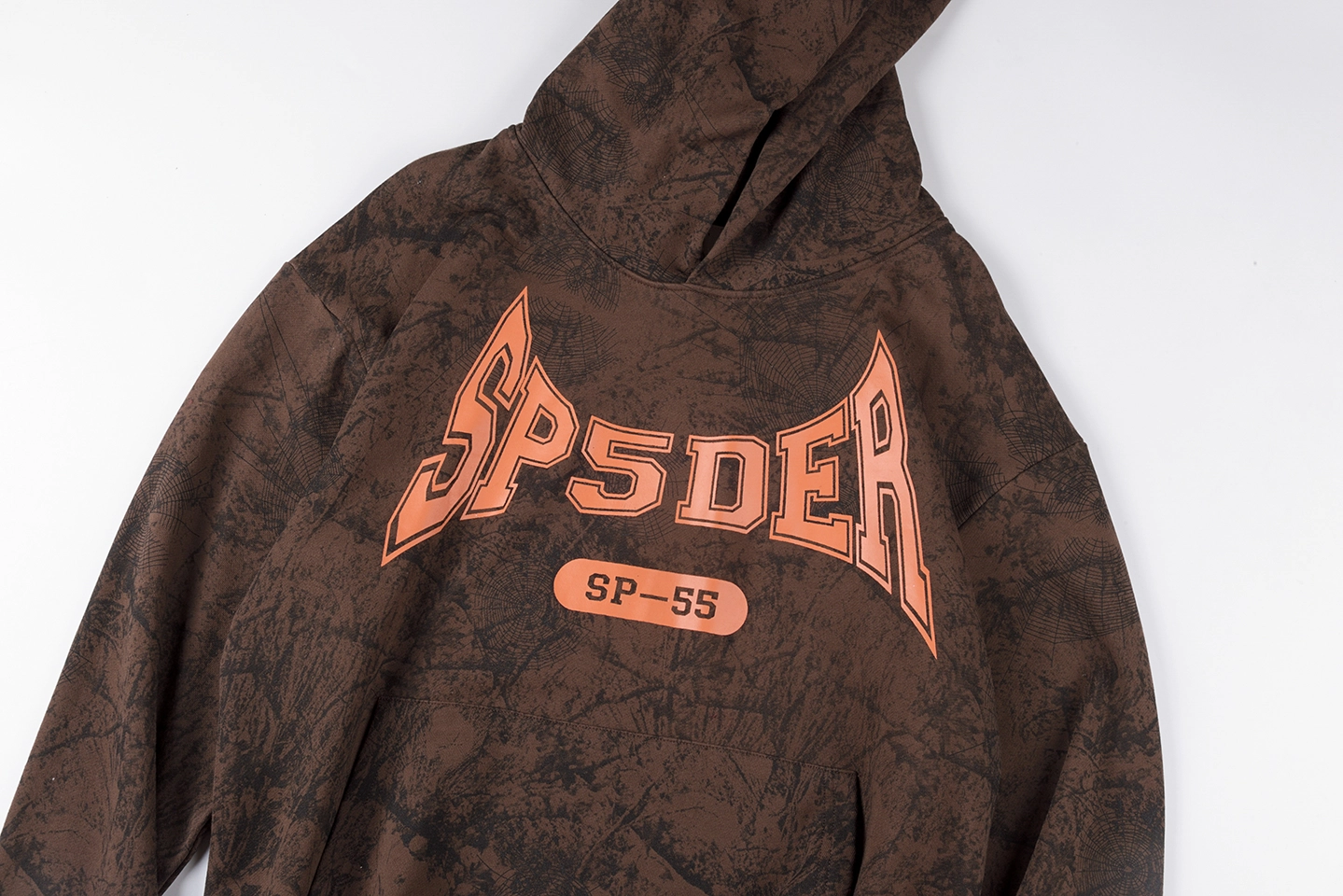 Sp5Der Brown Distressed Sp 55 Racing Graphic Hoodie