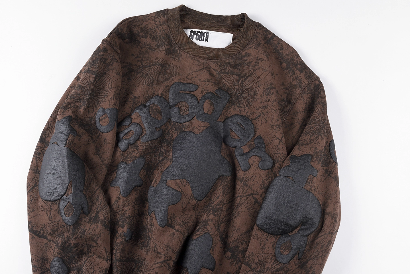 Sp5der-Brown-Distressed-Star-Logo-Sweatshirt1.webp Sp5Der Brown Distressed Star Logo Sweatshirt