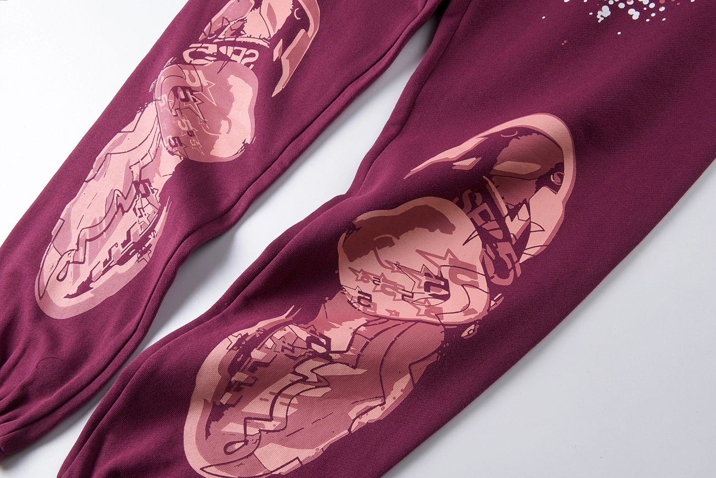 Sp5Der Burgundy Sneaker Sole Print Sweatpants