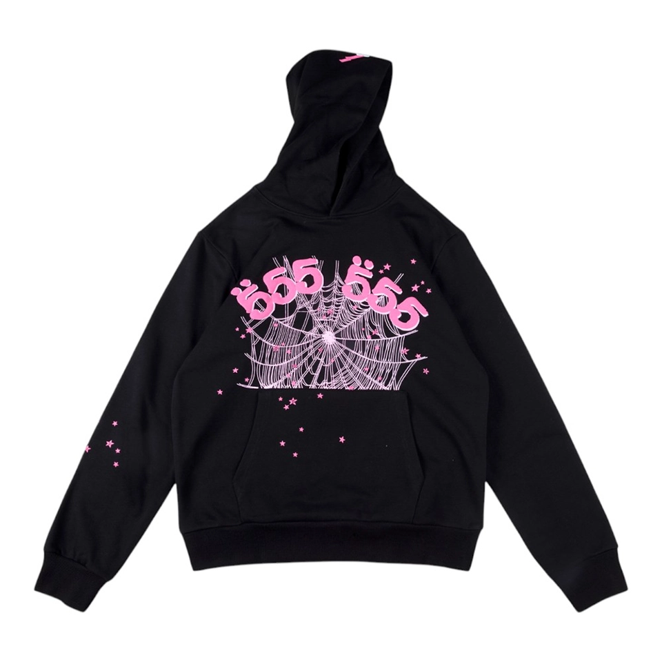 Sp5Der Classic Web 555555 Black Pink Hoodie