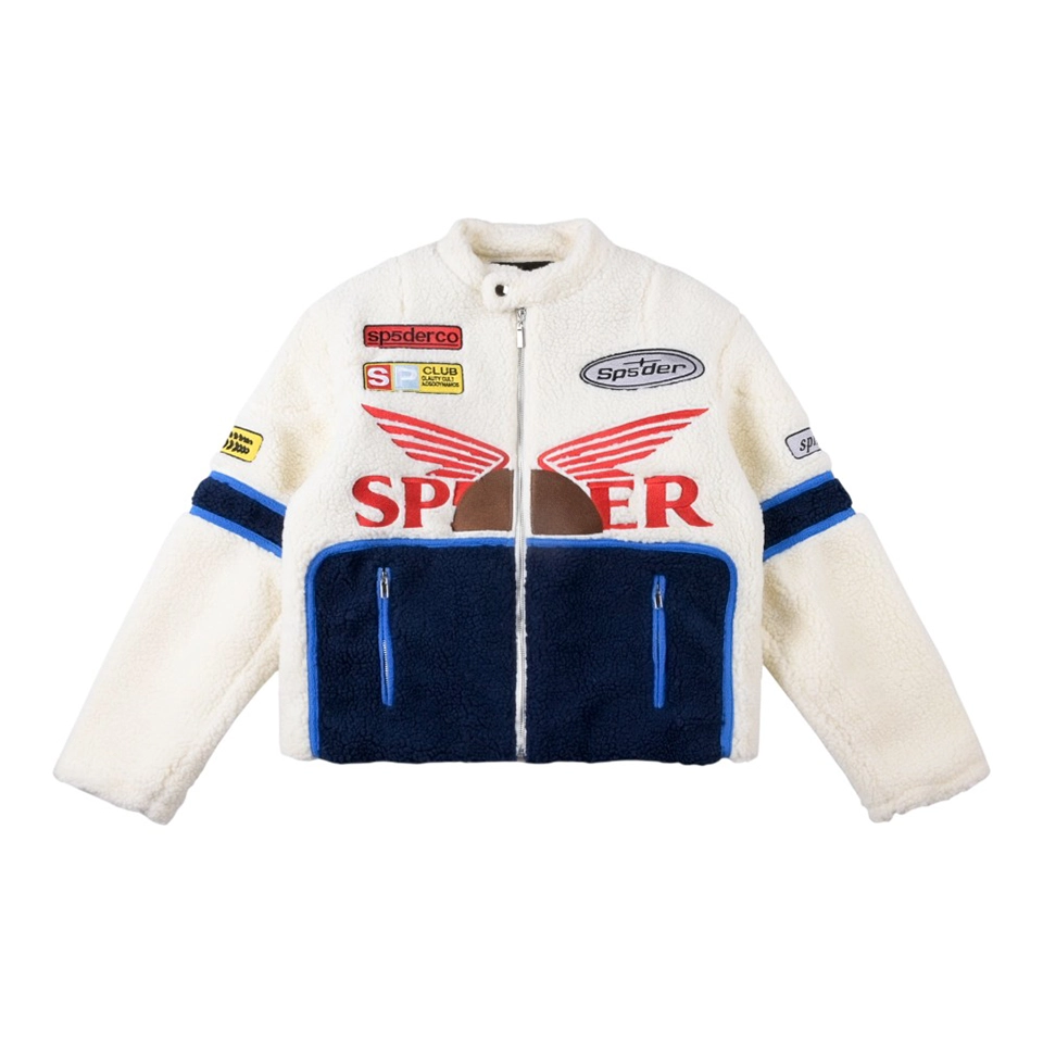 Sp5der-Cream-Navy-Wing-Racing-Sherpa-Jacket3.webp Sp5Der Cream Navy Wing Racing Sherpa Jacket
