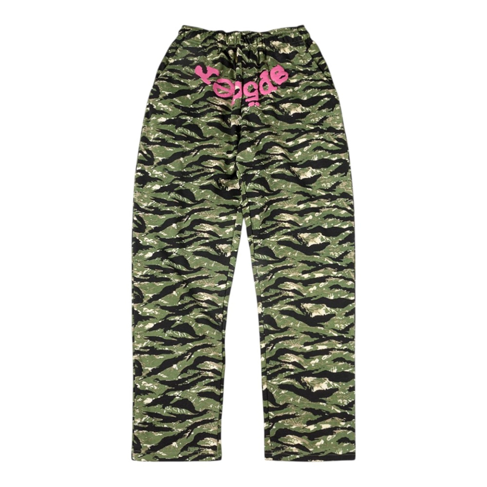 Sp5Der Green Camo Logo Straight Leg Pants