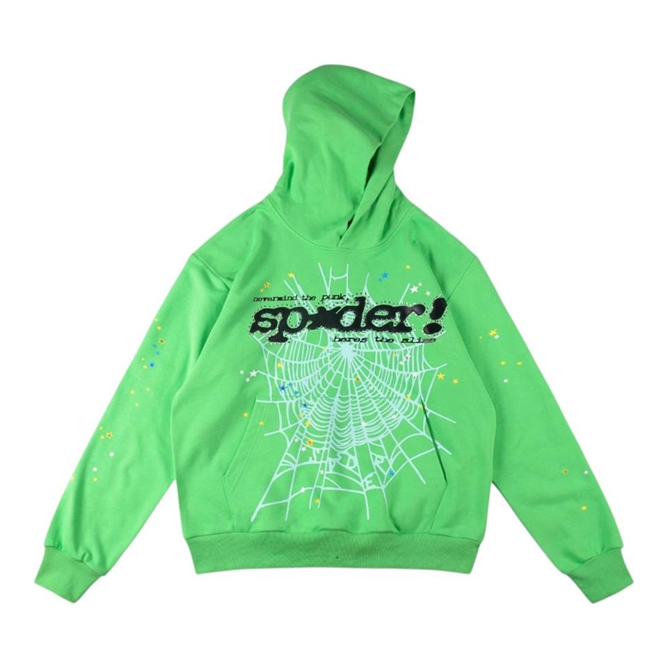 Sp5Der Green Web Graphic Hoodie