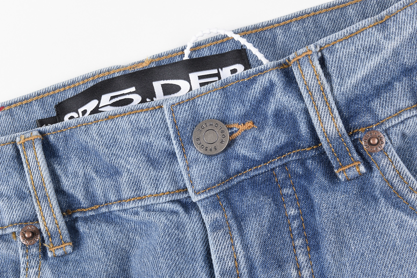 Sp5Der Light Blue Red Logo Denim Jeans