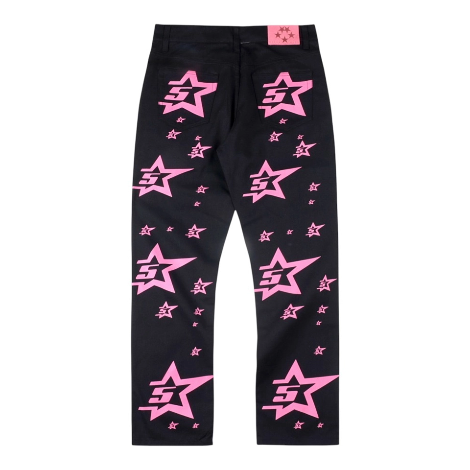 Sp5Der Midnight Pinkstar Allover Graphic Pants