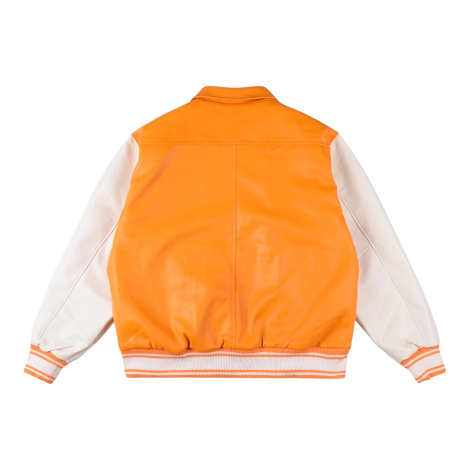 Sp5Der Orange White S Logo Varsity Jacket