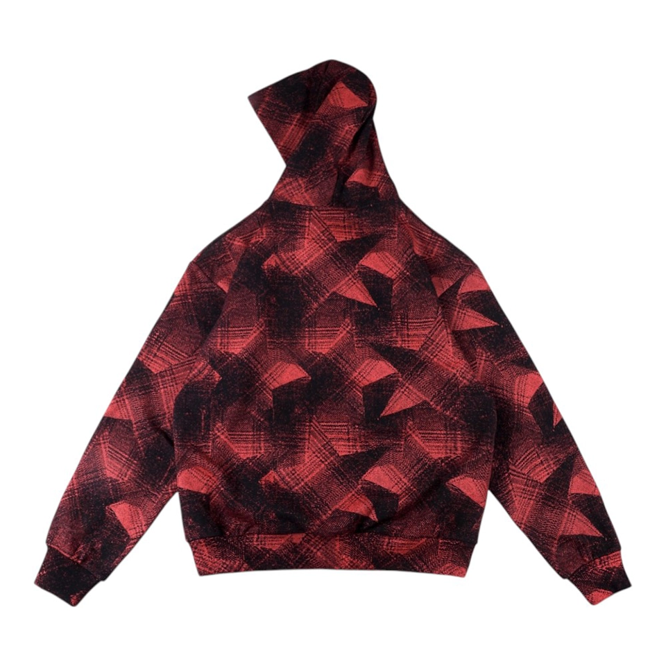 Sp5Der Red Plaid Star Web Graphic Hoodie