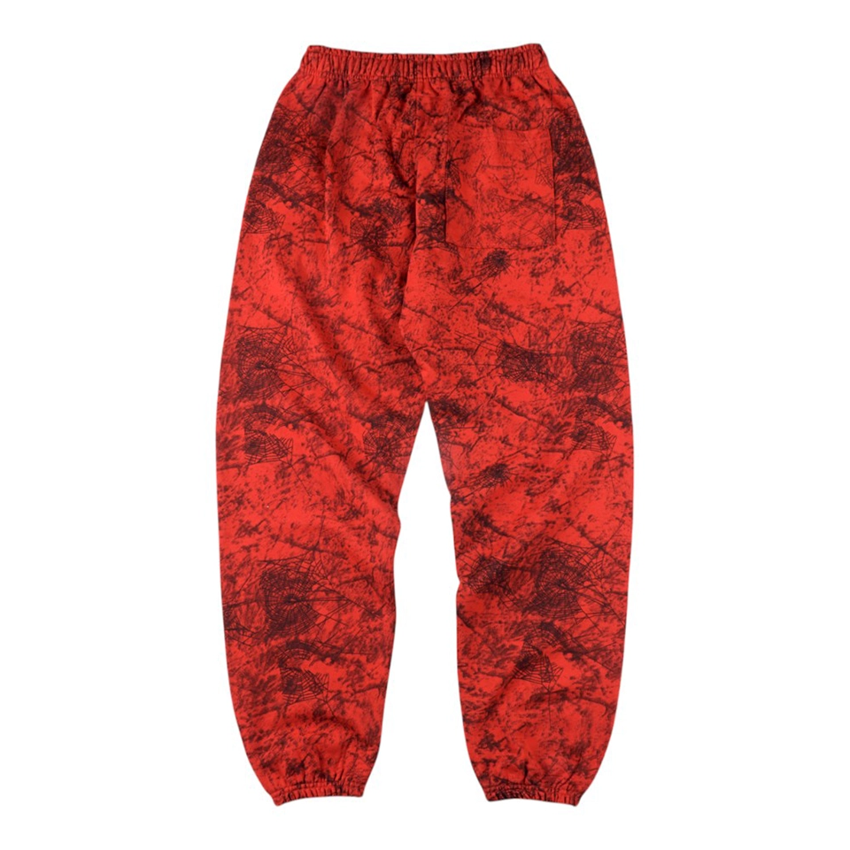 Sp5Der Red Web Print Sweatpants