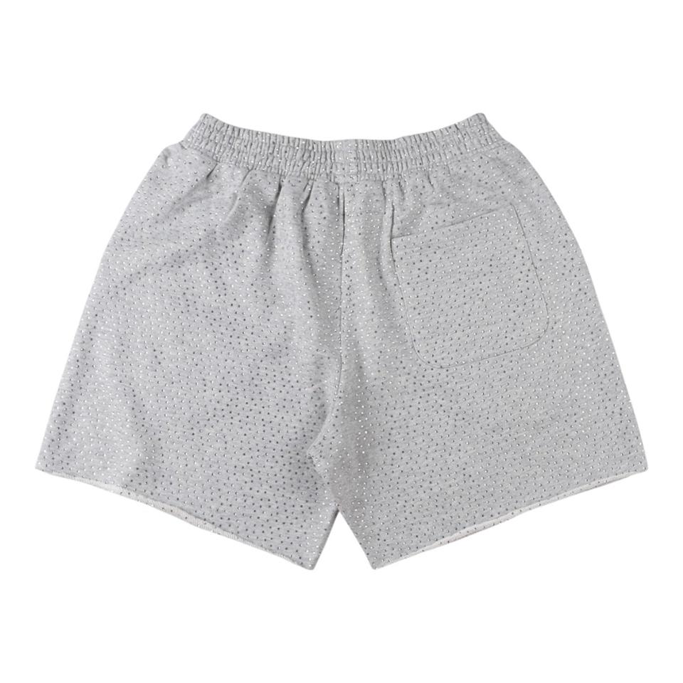 Sp5Der Rhinestone Logo Grey Mesh Shorts