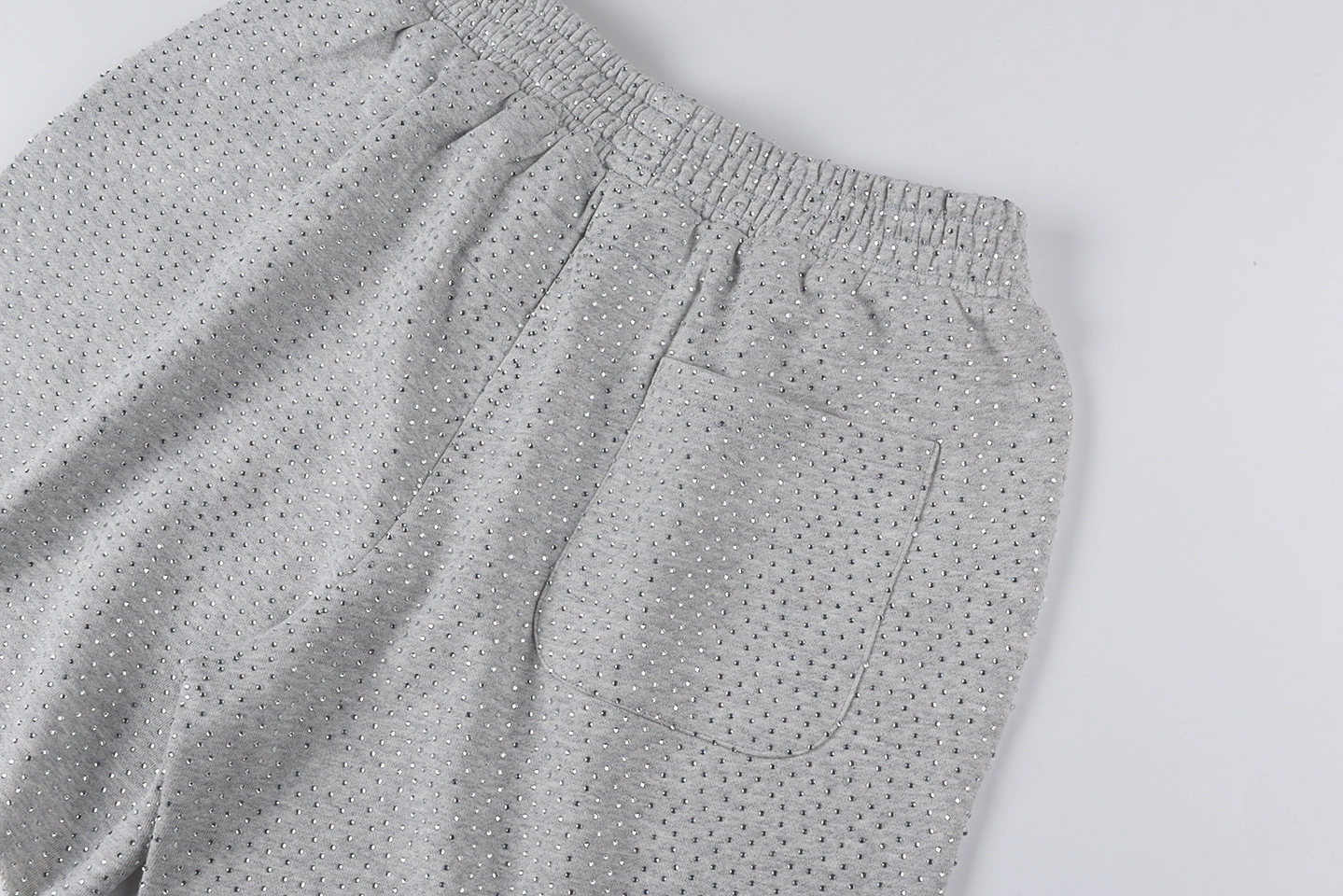 Sp5Der Rhinestone Logo Grey Mesh Shorts