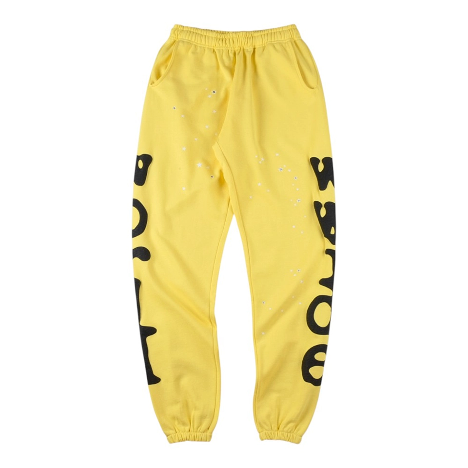 Sp5Der Rhinestone World Yellow Sweatpants